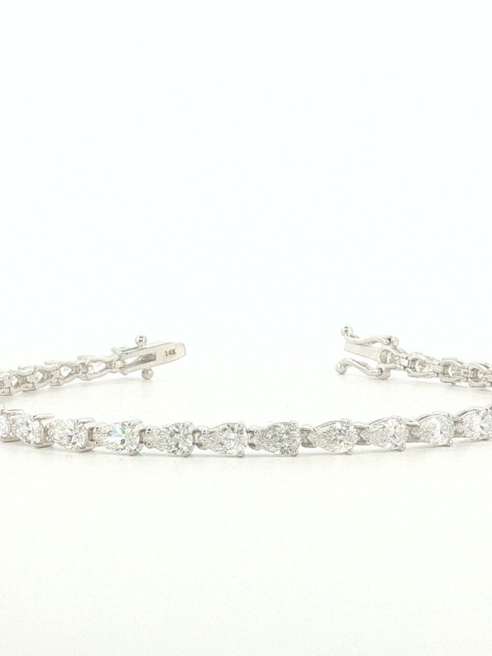 6.00Ct Pear Cut Lab Grown Diamond Tennis Bracelet in 14K Gold